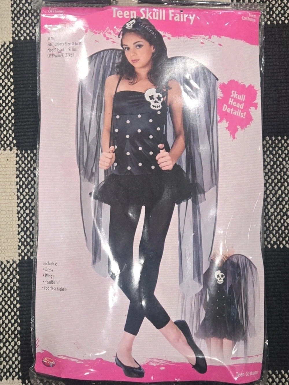 Teen Skull Fairy Costume - Black